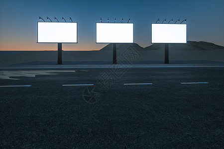 路边的 3d 渲染广告牌街道营销市场促销路标框架广告木板运输交通图片