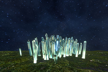 一簇精切魔晶科幻魔幻题材立体渲染地质学奢华矿物学宝石石英岩石魔法玻璃石头3d图片