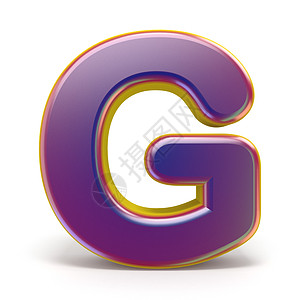 G 紫色字体黄色3D概要描述的信件图片
