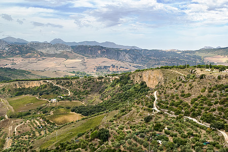 西班牙Ronda的观点天空环境爬坡农村村庄绿色地平线旅行场地风景图片