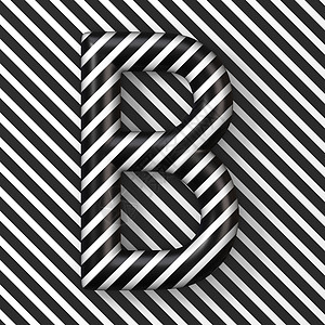 黑白条纹字母 B 3D图片