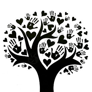 树的叶子 是用椰枣和红心所描述的社区世界地球环境合作幸福多样性社交家庭朋友图片