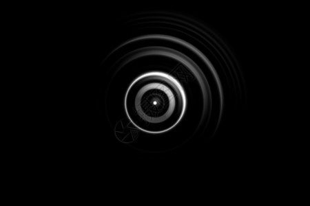 黑色背景带环光的白色白形抽象圆射箭漩涡旋转信号波纹涡流卫星魔法中心运动图片