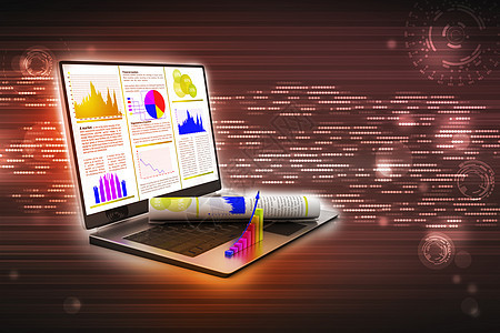 显示财务报告的笔记本电脑屏幕技术电子数据营销贸易生长商业帐户分析师图片