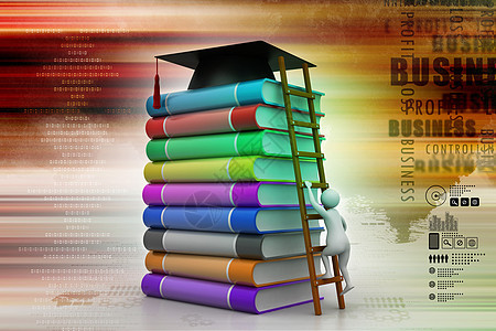 在书顶部的毕业砂浆传统文凭知识成就大学学生智慧证书学校毕业典礼图片