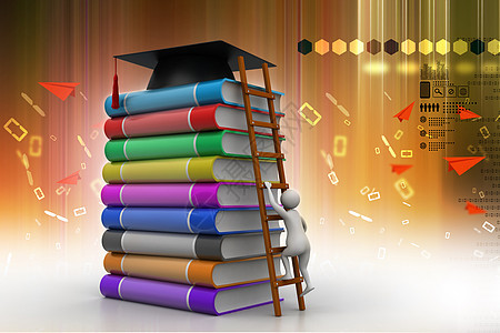 在书顶部的毕业砂浆捷径大学文凭成就毕业典礼教育学生学校证书木板图片