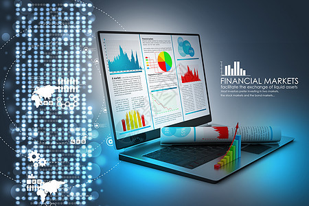 显示财务报告的笔记本电脑金融贸易技术表格文档办公室数字商业分析师电子图片