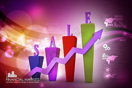 3D 条形图和销售增长营销利润公司金融销售量金属报告数据库存商业图片