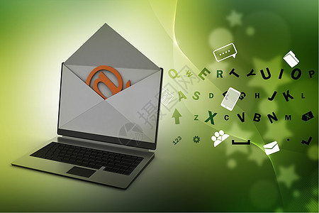 电子邮件和笔记本电脑展示网址键盘信封网站电讯监视器送货商业邮件图片
