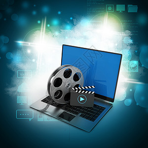 带 ree 的笔记本电脑磁带娱乐动画片电影屏幕技术门户网站网络数据卷轴图片