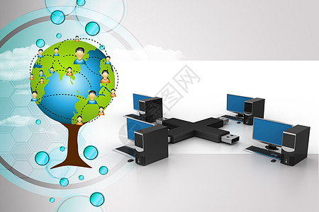 Usb 与计算机网络电子安装桌面依恋电脑全球办公室技术衔接链接图片