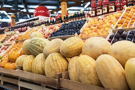 农民市场上的提取甜瓜橙子收成异国农业情调饮食食物热带展示生产图片