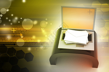 电子邮件的概念 现代笔记本电脑和信封托运送货商业网络屏幕互联网网站电报远程文档图片