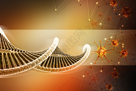 色背景下的DNA和病毒金属螺旋化学疾病生物科学染色体生活测试制药图片