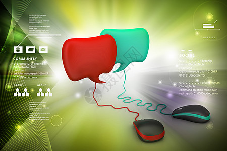 带鼠标的彩色背景对话框讨论地球网络技术插图气泡社会电脑渲染论坛图片