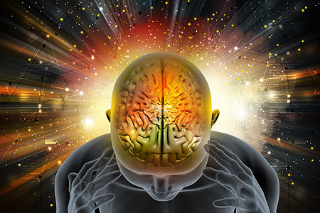 患有偏头痛症的人男人生物学大脑疾病偏头痛小脑医疗保健射线脖子图片