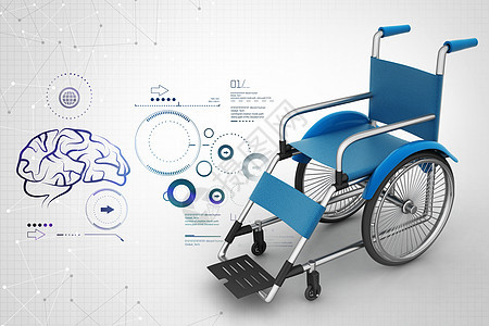 彩色背景带病毒的医用轮椅运动机动性医院小路帮助椅子保健框架运输蓝色图片
