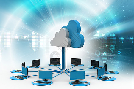 云计算机利用计算机网络计算云层技术数据形状电子邮件媒体数字储物互联网连接全球背景