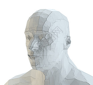 白色颜色抽象机器人头与裂缝的机器人运动员插图运动电子人商业力量技术男性3d图片