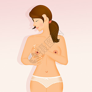 乳房自体检查女性乳腺插图癌症考试女士女孩药品胸部疾病图片