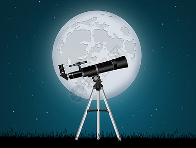 用望远镜观察月亮宇宙星系行星三脚架星云天文学星星气氛月球探索背景图片