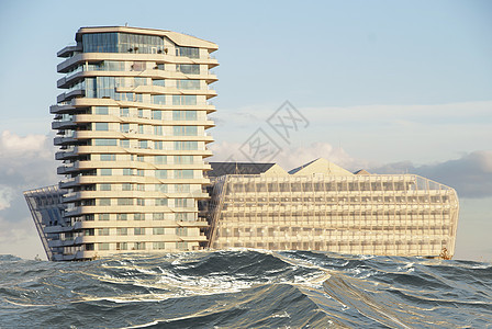 未来汉堡会议洪水天空温度极端风暴潮地球危险建筑学飓风城市图片