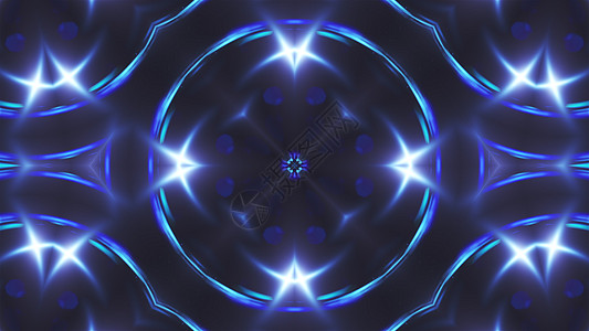 抽象蓝色分形灯3d 渲染背景计算机生成背景作品平衡射线科学电脑插图光束辐射花瓣反射图片