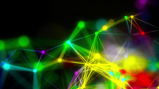 从许多点计算机生成的 background3d 渲染中的彩虹射线抽象丛的特写粒子创新照明积分电脑网络光谱网格力量技术图片
