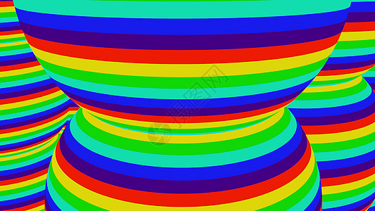 带有多色条纹的大球形 具有鲜艳色彩的圆形物体的计算机生成 3D 渲染艺术运动光学地球活力插图线条波浪状带子彩虹图片