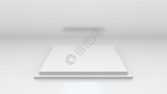 3d 渲染计算机在白色 studi 中生成抽象背景送货阴影几何学创造力旋转工作室盒子结构盘子水平图片