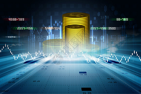 用金硬币进行股票市场图表分析库存收益金融金币生长货币投资商业贸易顾问图片