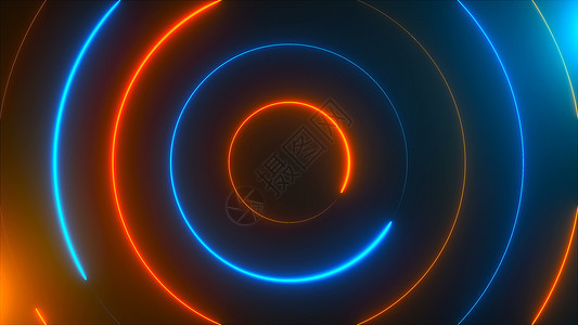 抽象螺旋霓虹灯圈计算机生成背景3D 渲染背景椭圆漩涡曲线辉光海浪活力圆圈旋转电脑旋风图片