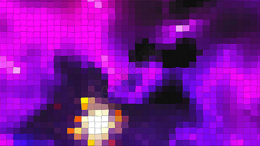 具有闪光效果和方形粒子的紫色马赛克计算机生成的抽象数字技术背景3d rende图片