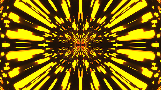 与 VJ 分形黄金万花筒的抽象背景  3d 渲染数字背景创造力图形圆圈设备金色聚光灯大事音乐照明辉光图片