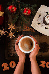 新一年咖啡时间香气饮料生日女性巧克力咖啡店季节杯子女士卡片图片