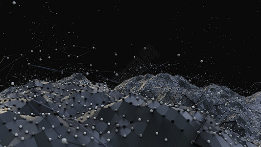 与粒子的抽象数字背景科学飞机星系艺术墙纸星座科幻多边形三角形网络图片