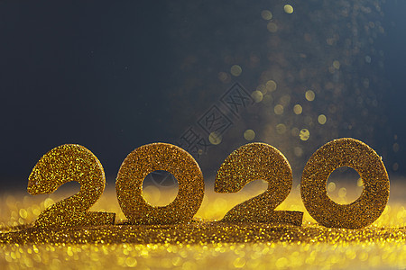 2020年新年奢华设计蓝色金子卡片庆典火花纸屑装饰品风格横幅新年图片