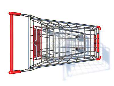 3D 空购物车的顶端视图图片