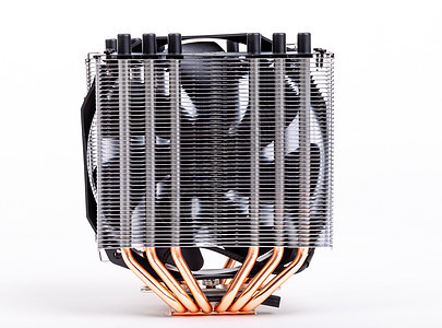 CPU 冷却器 白色有热气管塑料空气宏观硬件温度技术扇子冷却力量散热器图片