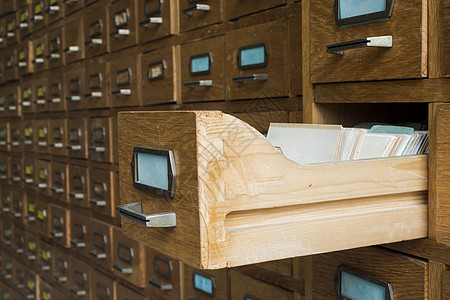 带有抽屉的旧档案卷宗数据库仓库古董目录教育盒子木头内阁图书馆图片