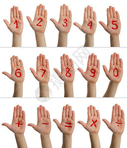 有数字的孩子的手学校计算数学收藏男生喜悦孩子们插图手指算术图片