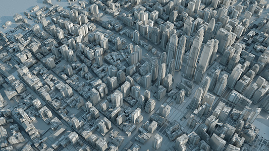 城市模型技术表面上的抽象现代白色城市天际蓝色渲染中心景观摩天大楼金融天空公司艺术背景