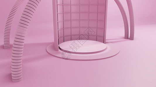 3D 渲染抽象几何背景场景作品3d积木展览海报店铺图表广告展示架背景图片