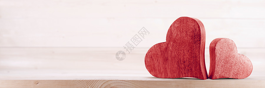两个木心假期风格庆典卡片艺术工艺白色木头红色手工图片