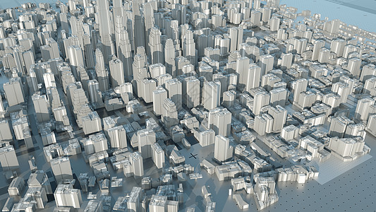 城市模型技术表面上的抽象现代白色城市场景中心金融天际公司鸟瞰图办公室商业建筑日光背景