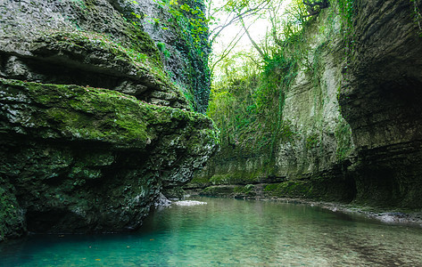 在佐治亚的山上 有江河 有青绿的植物蓝色荒野墙纸海岸旅游石头热带湖泊岩石藤本植物图片