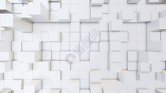 白色立方体背景的抽象 3D 插图科学公司建筑金属建筑学电脑商业艺术正方形空间图片