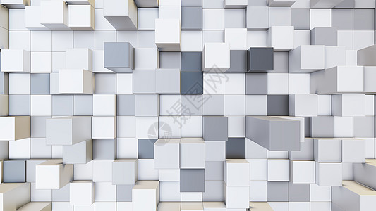 彩色立方体背景的抽象 3D 插图组织沉思建筑技术灰色蓝色商业科学长方形空地图片