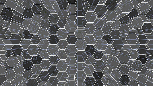 五颜六色的轮廓六边形的抽象背景立方体蜂窝商业插图建筑学金属空间草图艺术电脑图片
