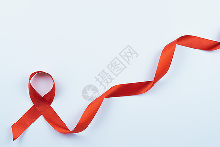 AIDS意识 白色背景的红丝带和复制空间f治疗保健帮助女性癌症机构世界治愈生活预防图片